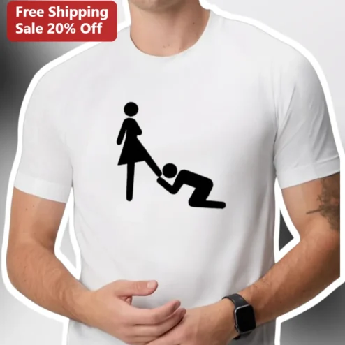Woman Kicking Man Pictogram Graphic Tee Funny Self Defense Humor Gift for Women