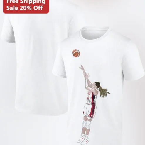 Women's Basketball Player Watercolor Art Tee Female Athlete Gift