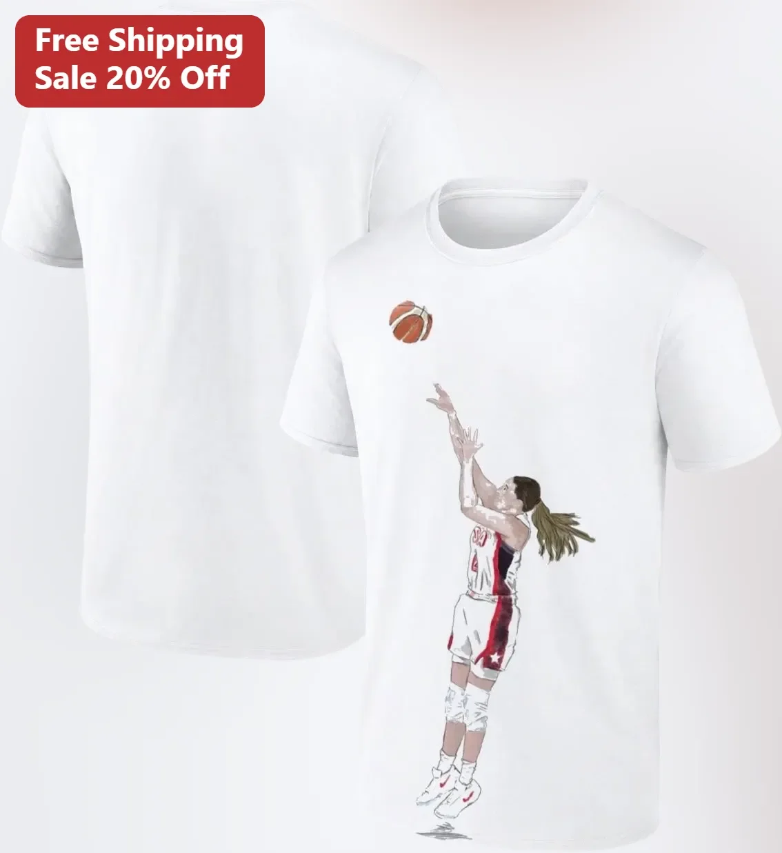 Women's Basketball Player Watercolor Art Tee Female Athlete Gift