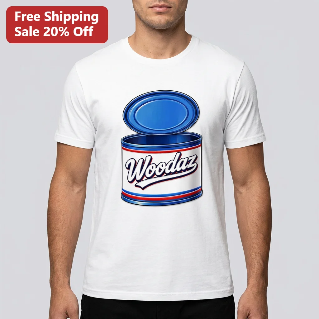 Woodaz Tee Wade Woodaz Open A Can Vintage Snuff Dip Tin Parody Graphic Shirt