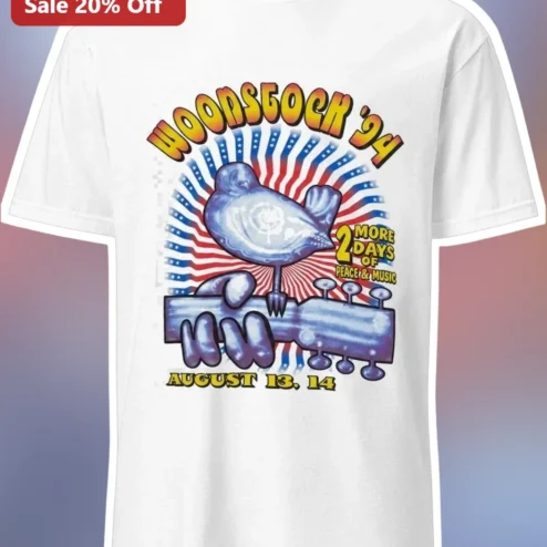 Woodstock '94 Tee 2 More Days Of Peace Music August 13 14 Vintage Festival Graphic Shirt