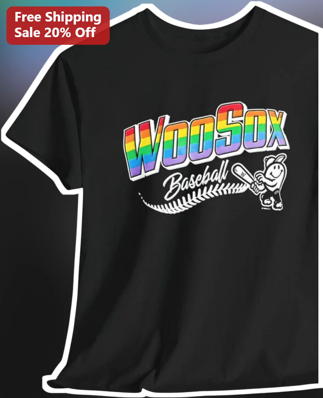 WooSox Baseball Rainbow Pride Tee Inclusive Sports Gift