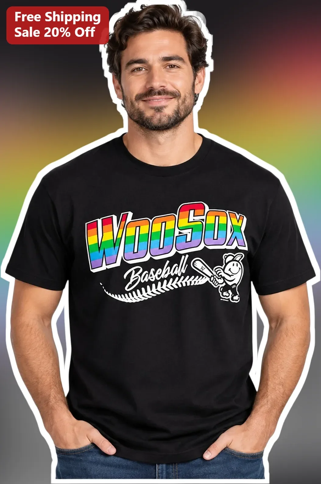 WooSox Baseball Tee Pride Rainbow Sports Fan Gear Shirt