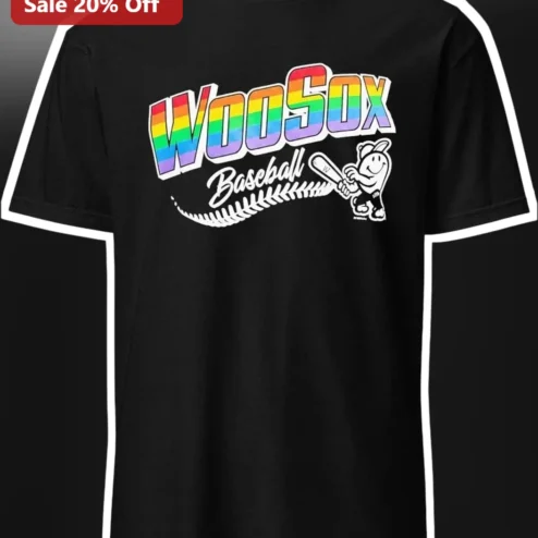WooSox Baseball Tee Rainbow Gradient Rabbit Mascot Graphic Shirt for Fans