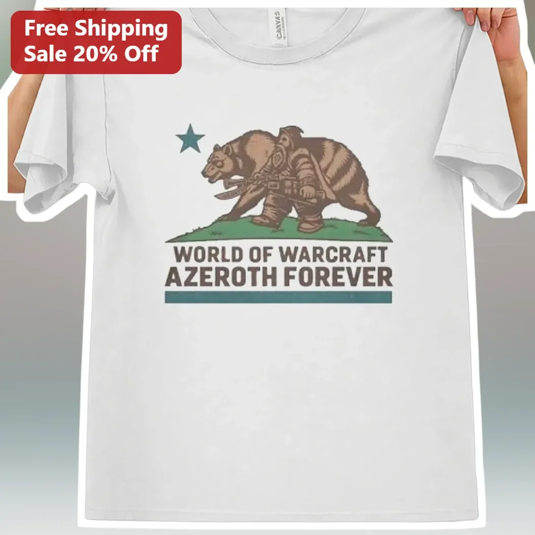 World of Warcraft Azeroth Forever Tee Gaming Parody Bear Flag Shirt for Gamers