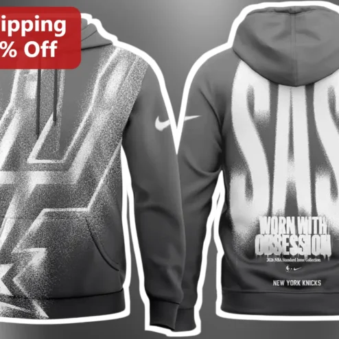 Worn With Obsession New York Knicks Hoodie Black Distressed Graphic Streetwear Fan Gear