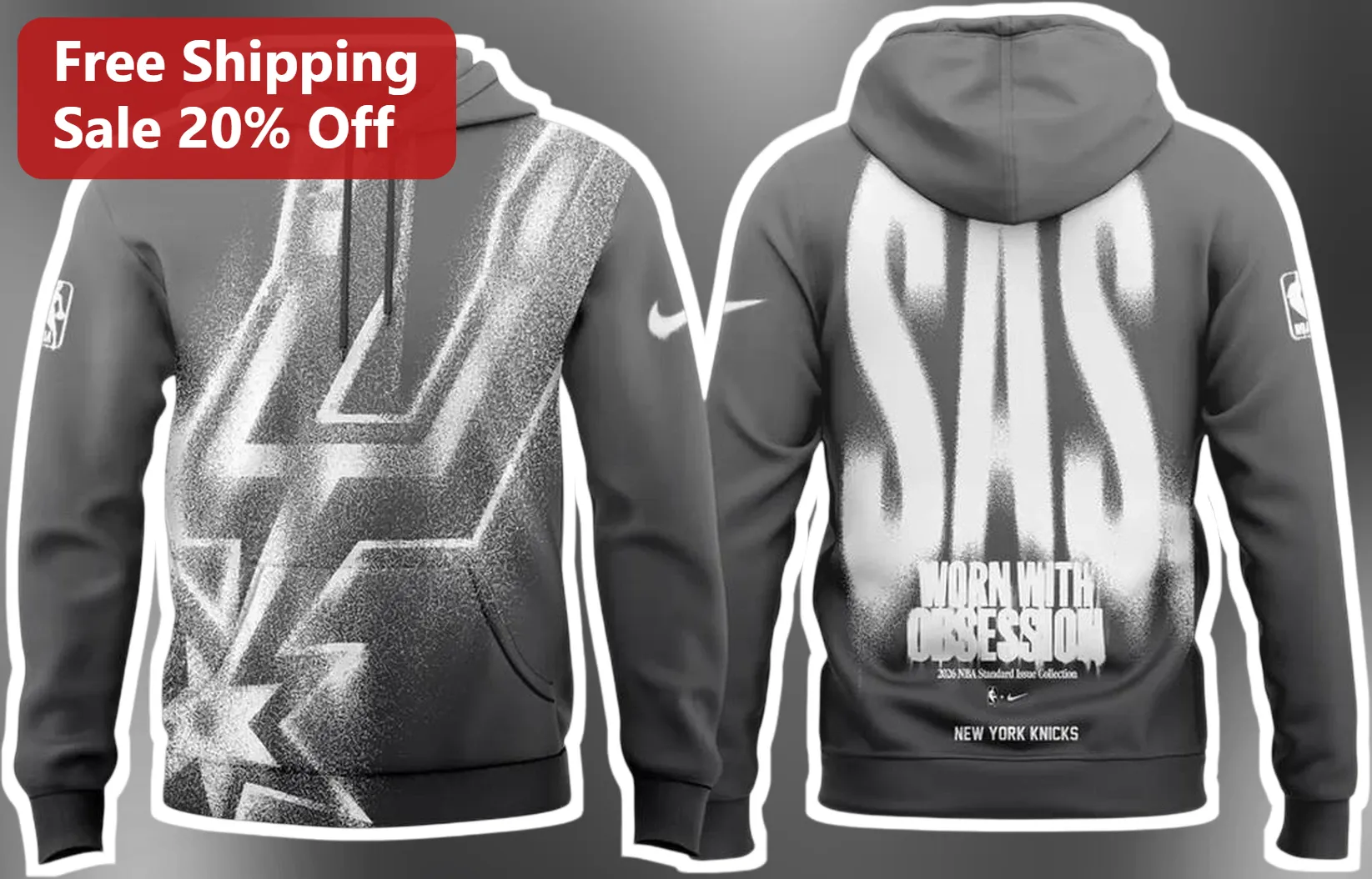 Worn With Obsession New York Knicks Hoodie Black Distressed Graphic Streetwear Fan Gear