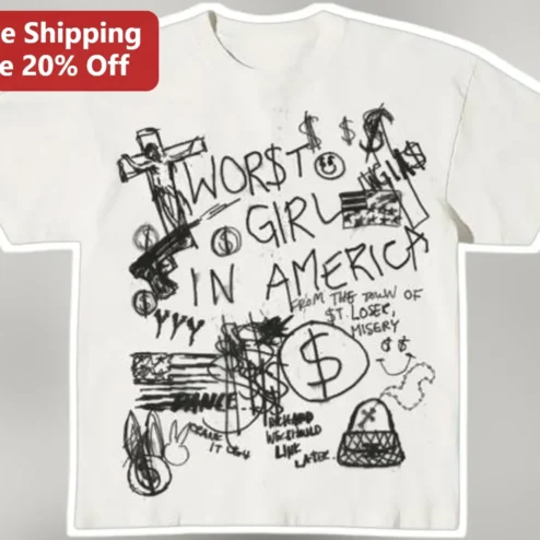 Worst Girl in America Graphic Tee Slayyyter Album Era Grunge Punk Doodle Shirt