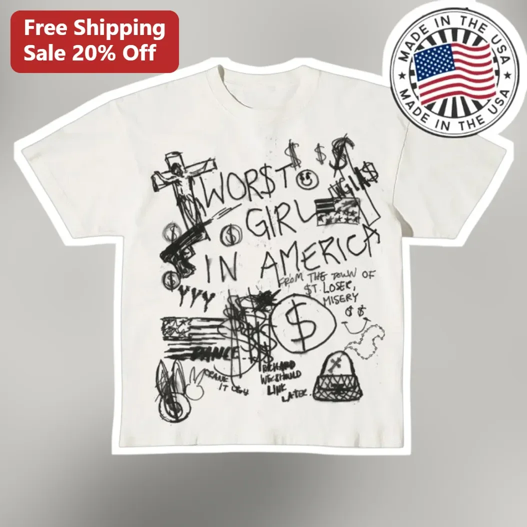 Worst Girl in America Tee Slayyyter Album Fan Graphic Shirt Sad Girl Aesthetic Grunge Merch