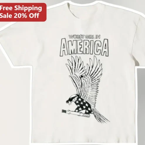 Worst Girl In America Tee Slayyyter Album Graphic Shirt Women Patriotic Eagle Design