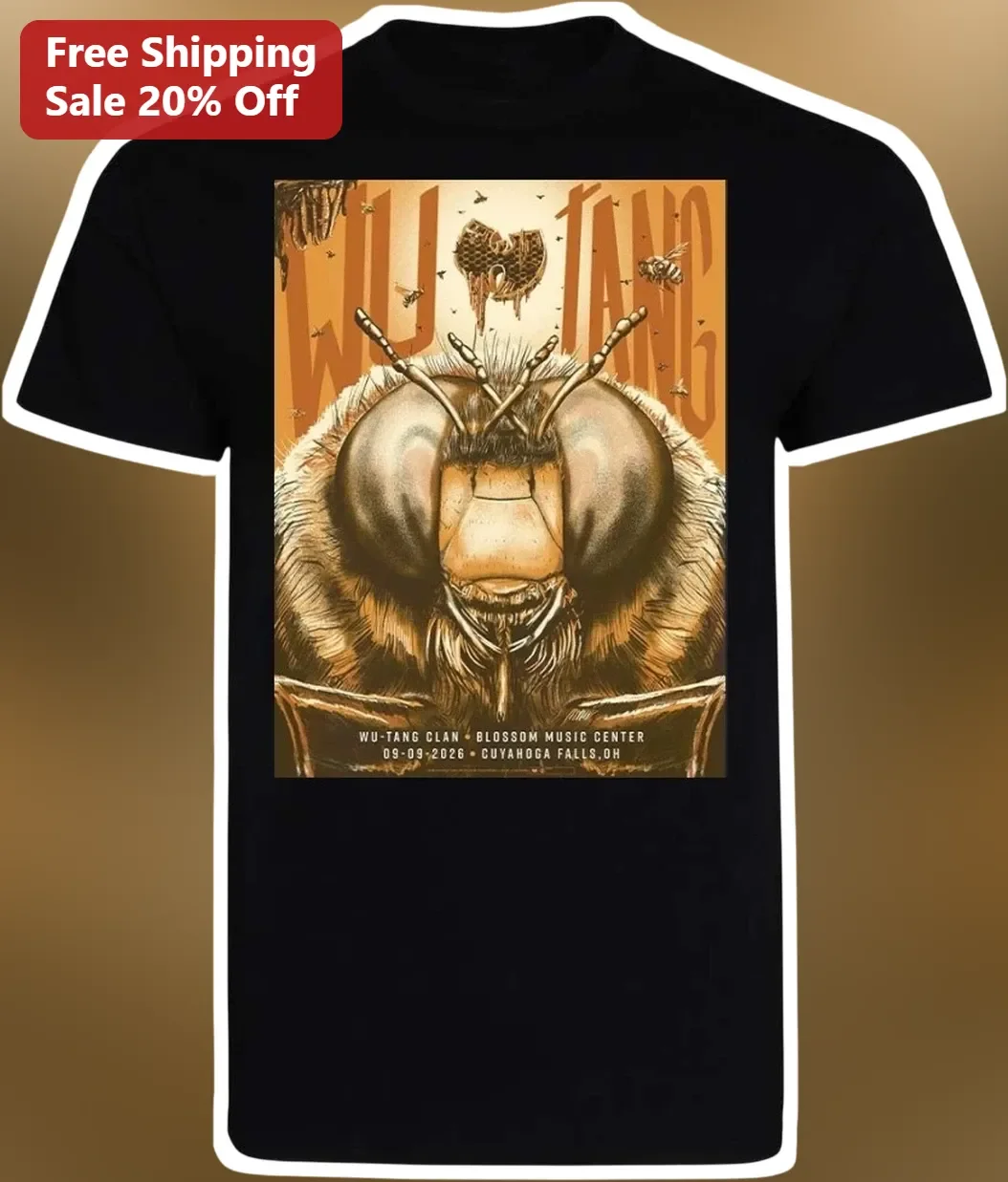 Wu-Tang Clan Bee Graphic Tee Blossom Music Center Cuyahoga Falls Concert Shirt