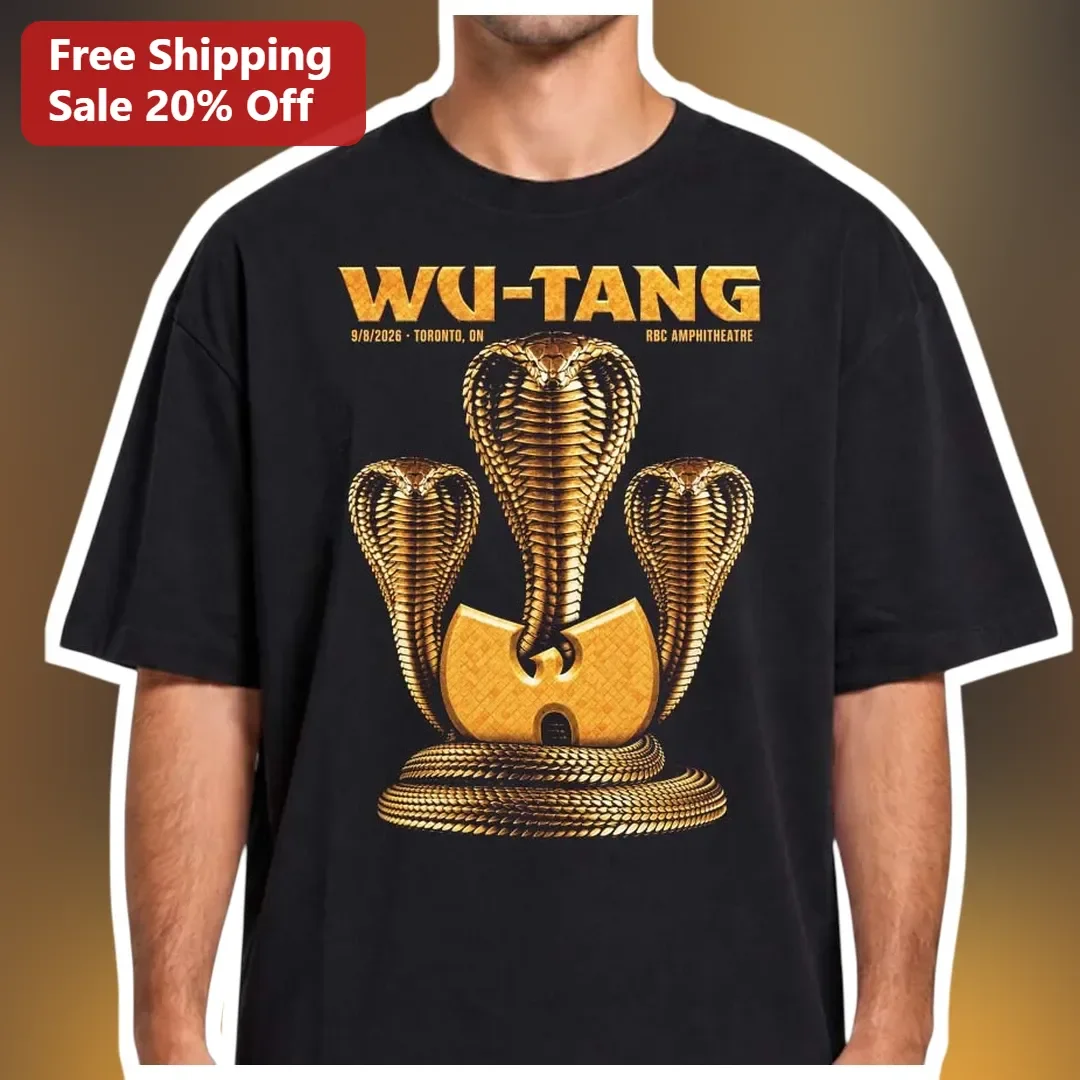 Wu-Tang Clan Gold Cobra W Logo Vintage Tour Tee Hip Hop Streetwear Shirt