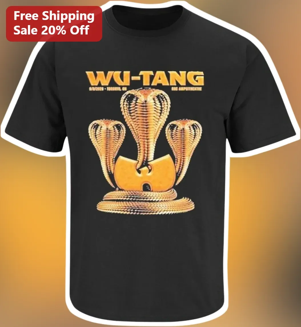Wu-Tang Clan Logo Tee Vintage 90s Hip Hop Graphic T-Shirt Black Gold Cobra Design