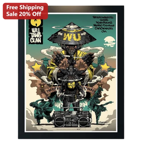 Wu-Tang Clan Poster Vintage Cyberpunk Samurai Boombox Art Hip Hop Wall Decor
