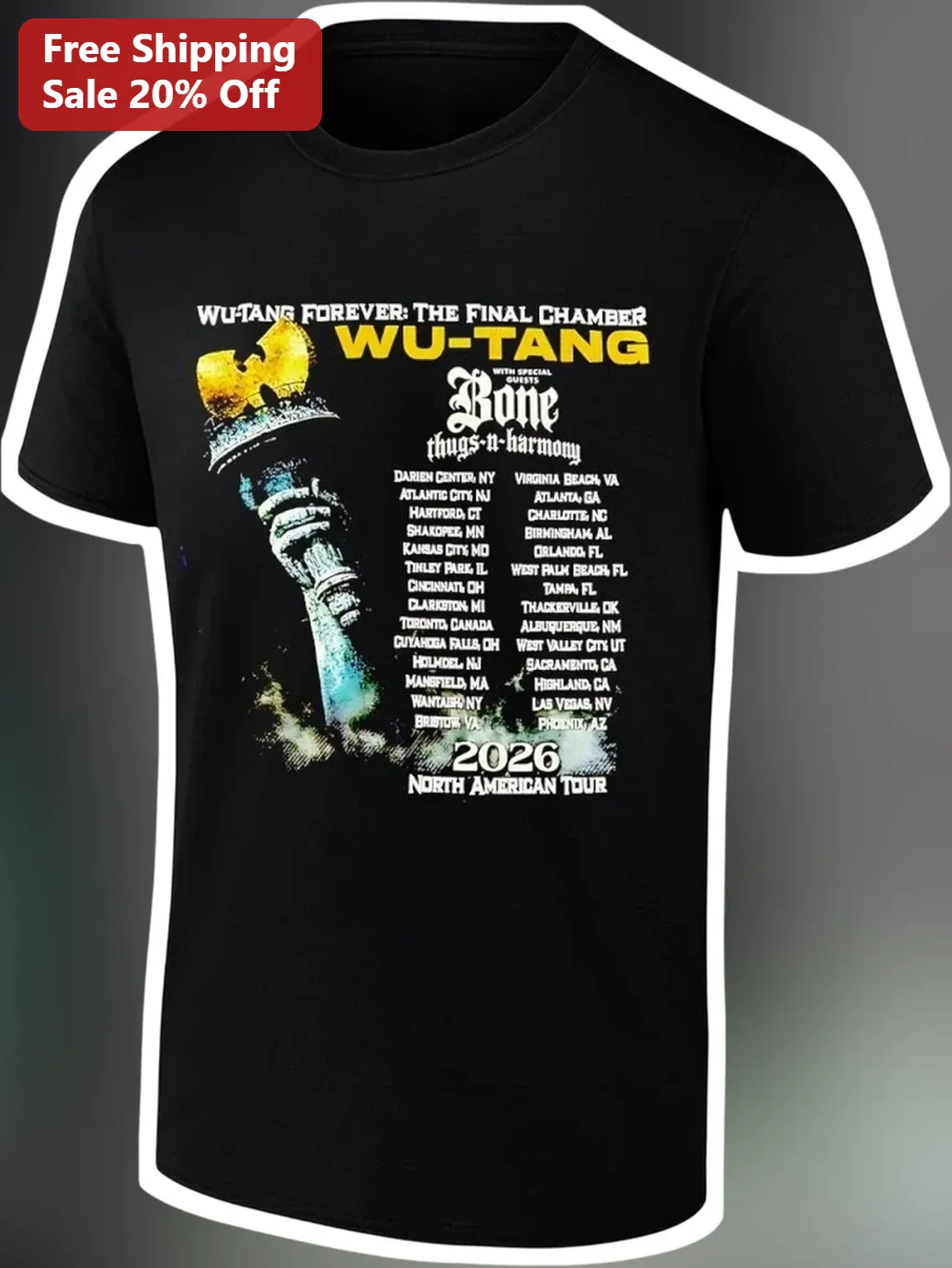 Wu-Tang Forever The Final Chamber Tee 2026 North American Tour With Bone Thugs-N-Harmony