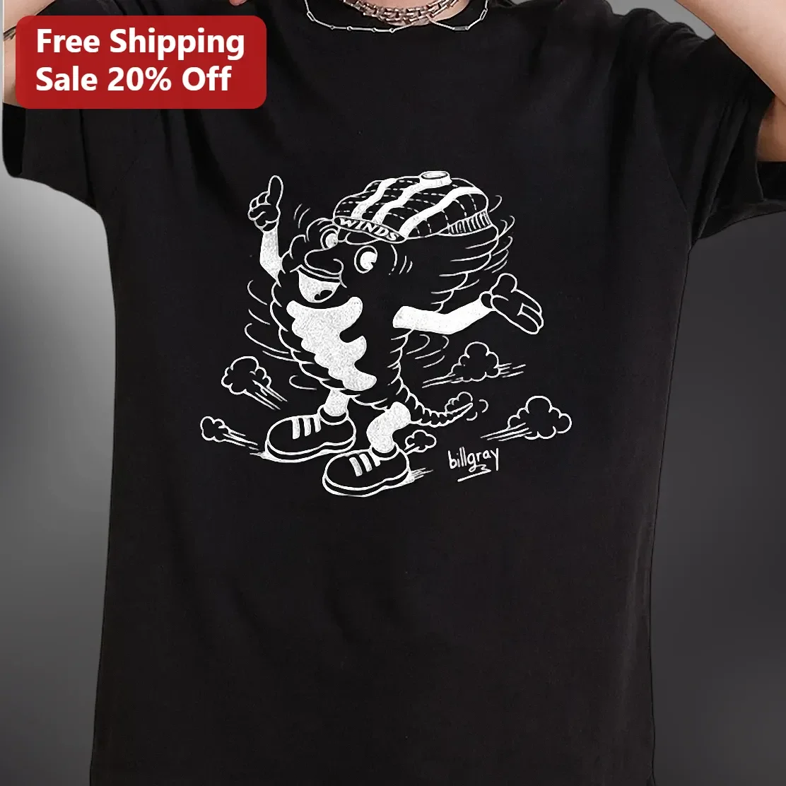 WYNDS Tee Cartoon Wind Character Retro Streetwear Graphic Shirt