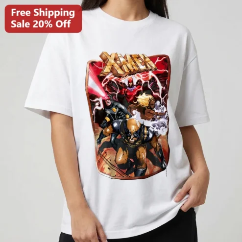 X-Men Tee Vintage Comic Book Graphic with Wolverine Cyclops Storm Magneto, Marvel Superhero Gift for Comic Fans