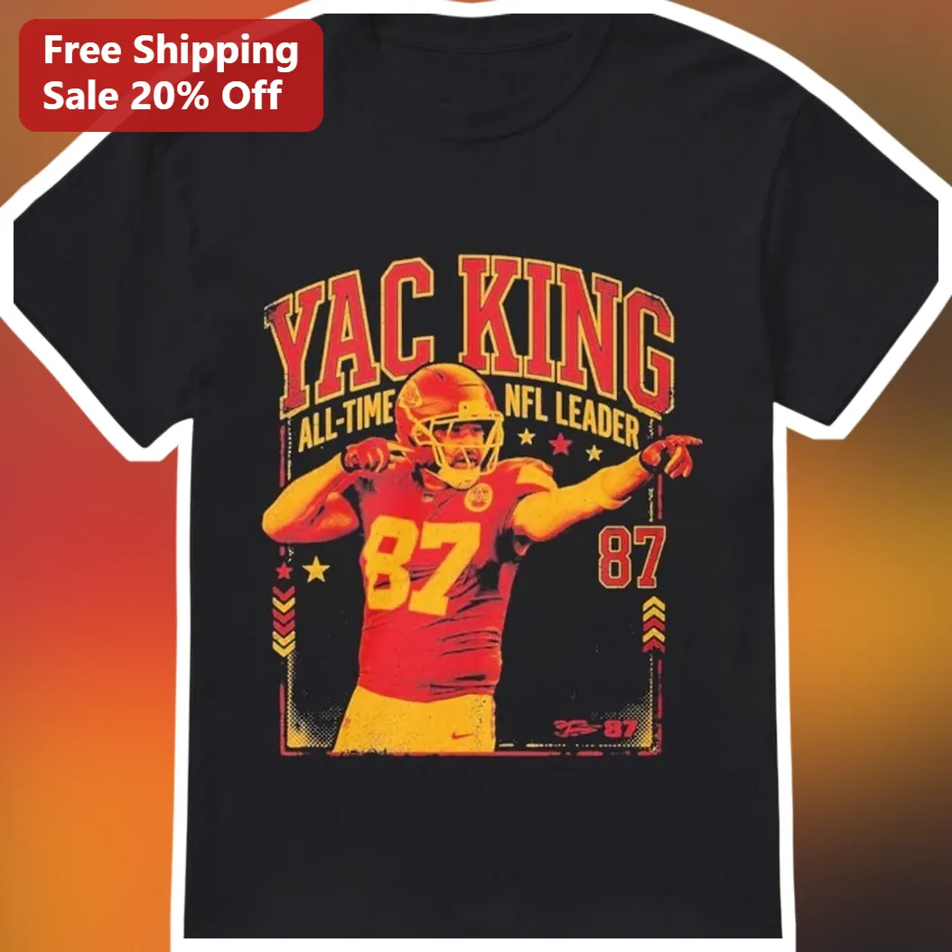 YAC King All-Time NFL Leader Travis Kelce Vintage Distressed Football Tee