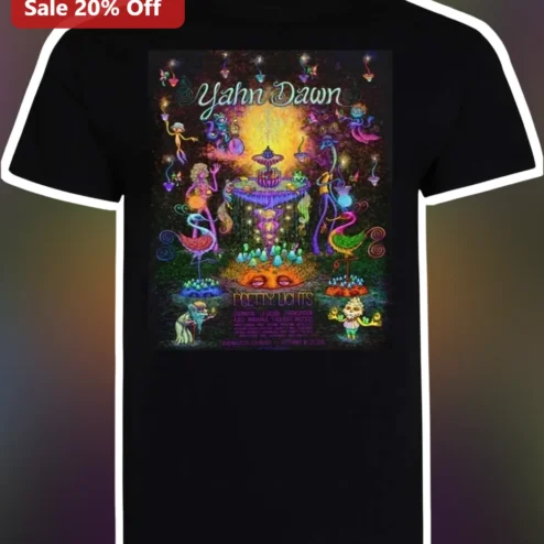 Yahn Dawn Pretty Lights Tee Psychedelic Neon Concert Poster Graphic T-Shirt for Ravers