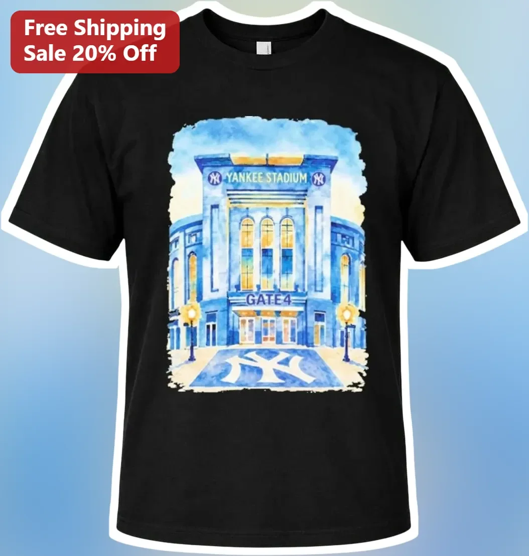 Yankee Stadium Gate 4 Tee Watercolor Architecture Baseball Fan Gift