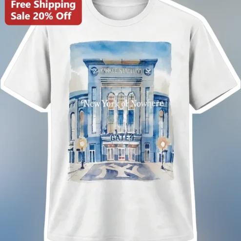 Yankee Stadium Gate 4 Tee Watercolor NY Baseball Fan Gift
