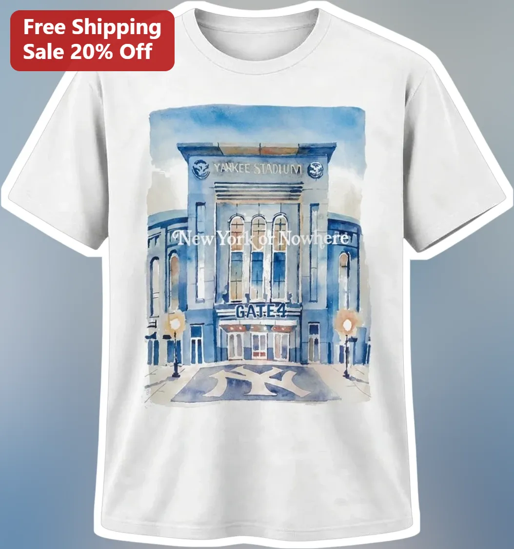 Yankee Stadium Gate 4 Tee Watercolor NY Baseball Fan Gift