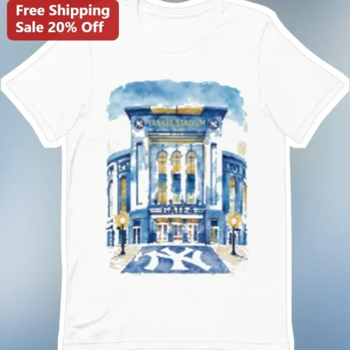 Yankee Stadium Gate 4 Watercolor Art Tee New York Yankees Fan Gift