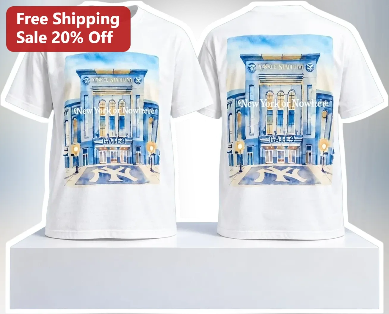 Yankee Stadium New York or Nowhere Gate 4 Watercolor Tee
