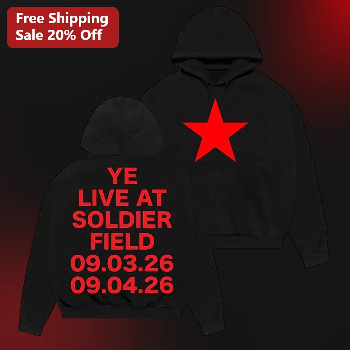 Ye Live At Soldier Field Hoodie Chicago Concert Merch Fan Gift