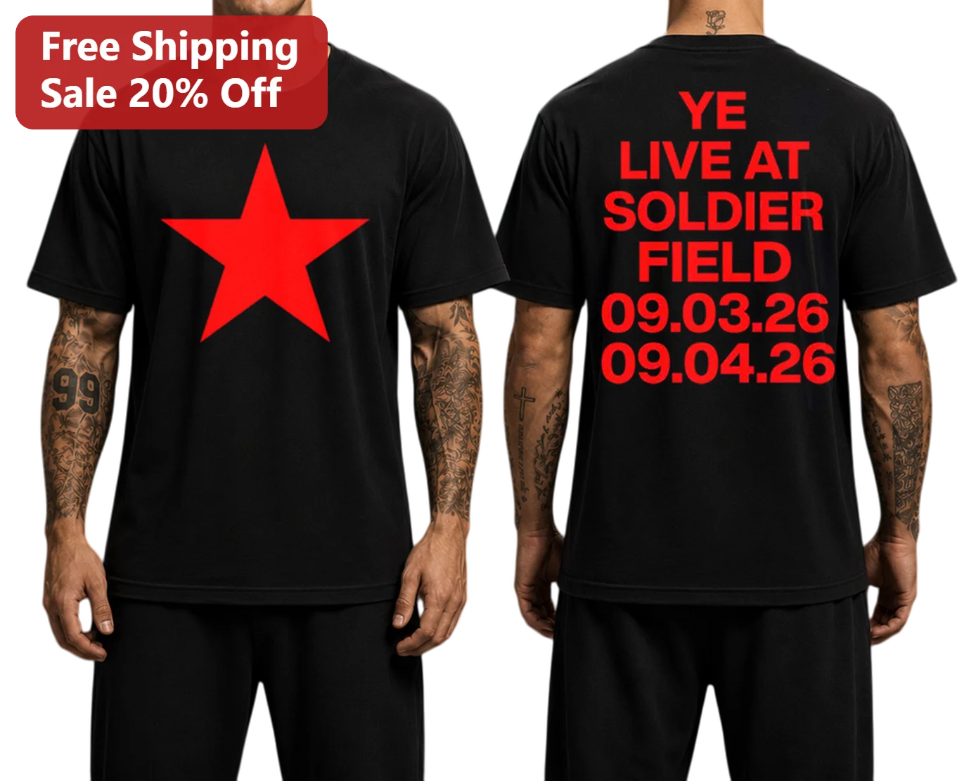 Ye Live At Soldier Field Tee Chicago Concert Merch Night 2 Commemorative Shirt