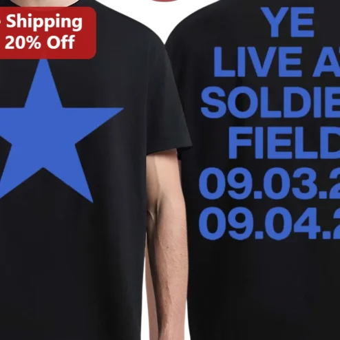 Ye Tour Dates Graphic Tee Black Blue Star Hip Hop Apparel
