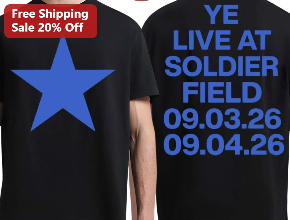 Ye Tour Dates Graphic Tee Black Blue Star Hip Hop Apparel