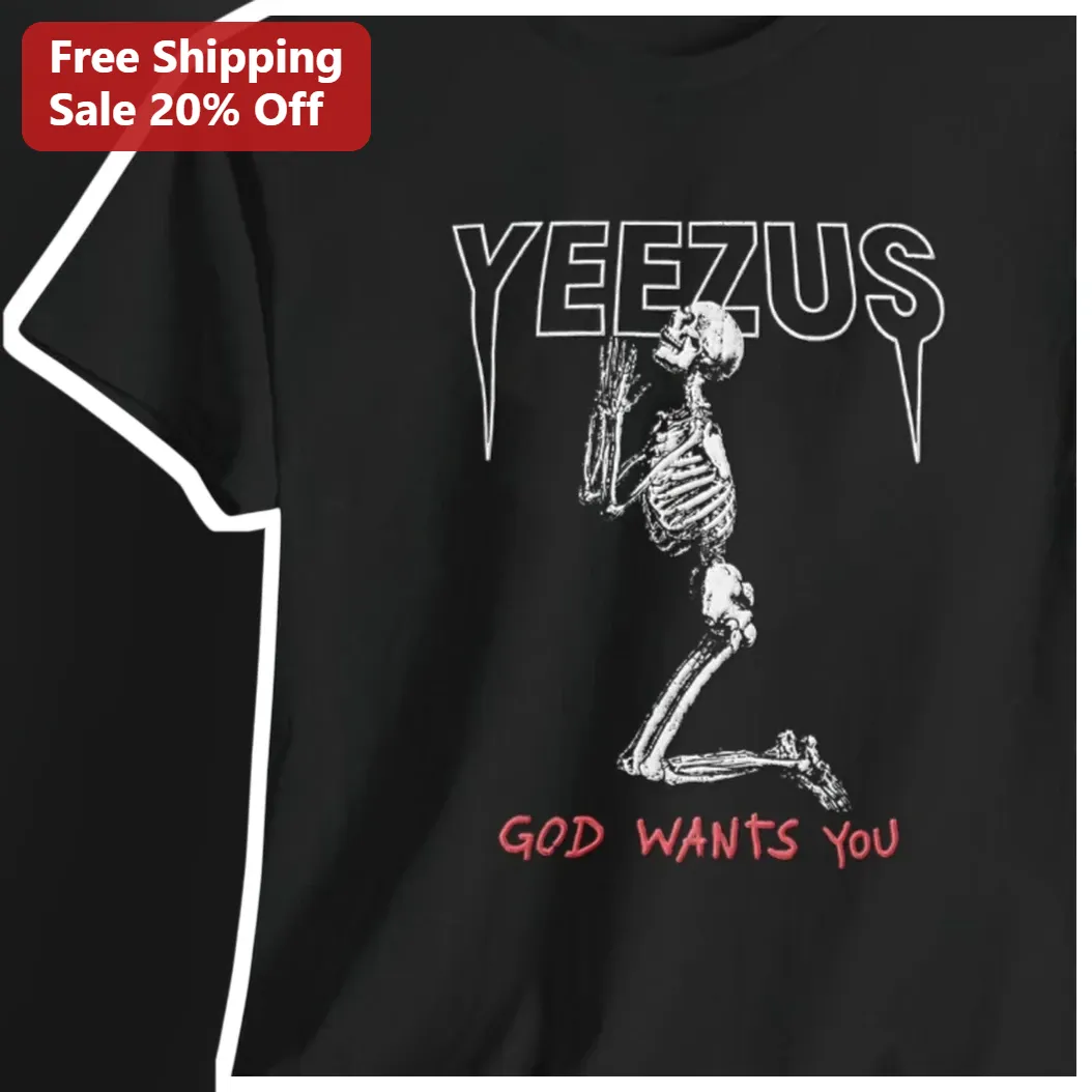 Yeezus God Wants You Kanye West Skeleton Prayer Graphic Tee