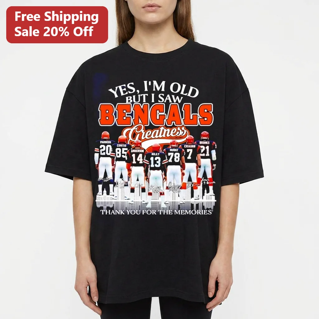 Yes I'm Old But I Saw Bengals Greatness Tee, Cincinnati Football Legends Thank You for the Memories Vintage Sports Fan Gift Shirt