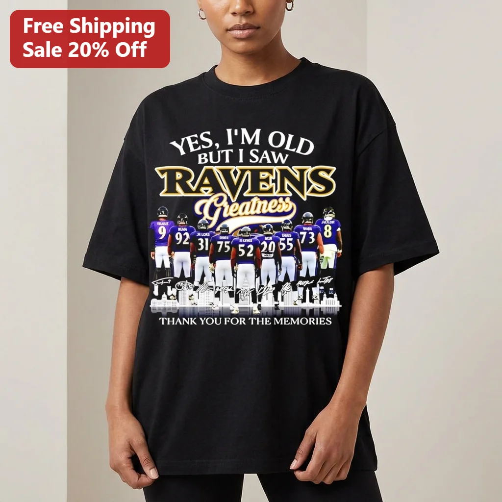 Yes I'm Old But I Saw Ravens Greatness Thank You for the Memories Tee, Baltimore Football Legends Signature Fan Gift