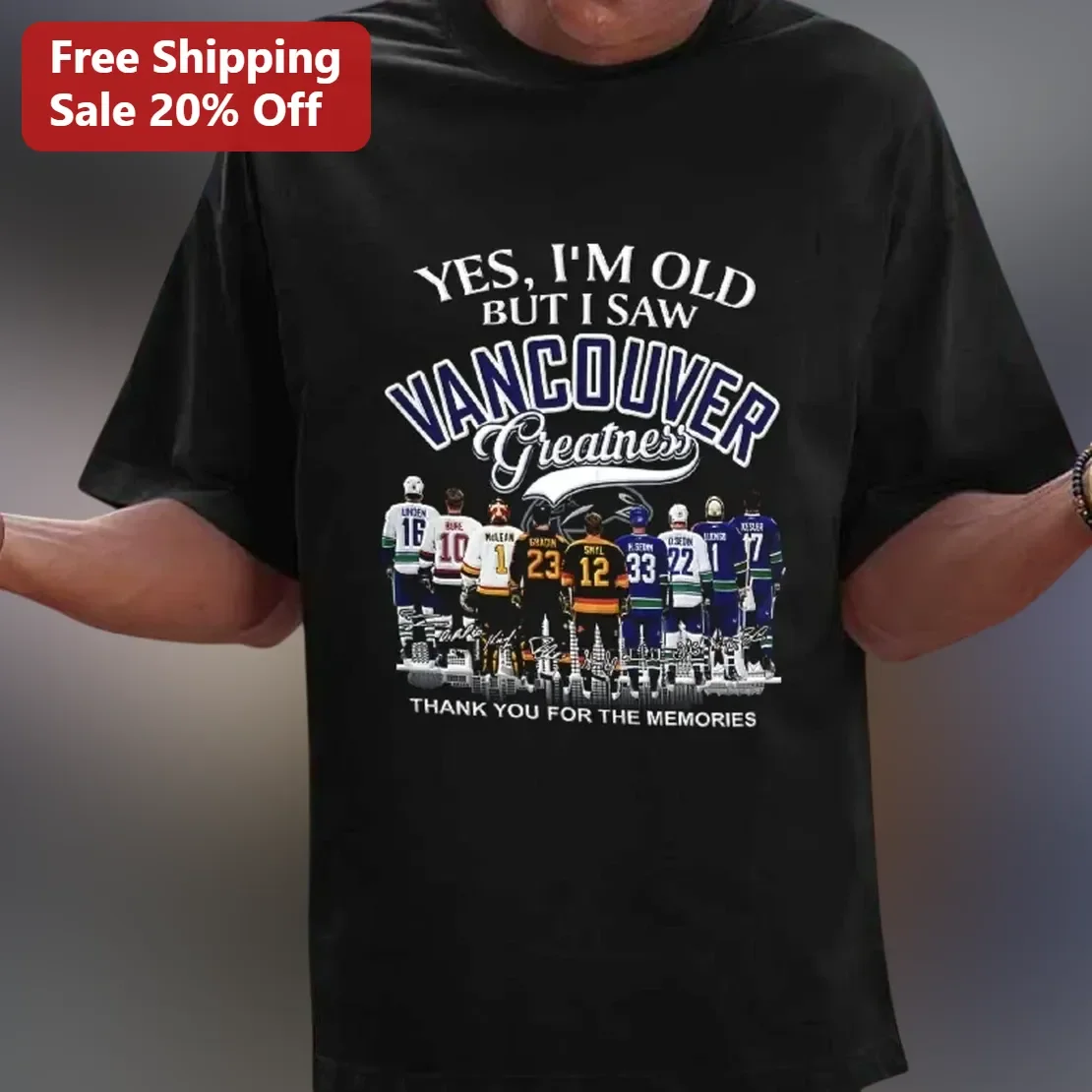 Yes I'm Old But I Saw Vancouver Greatness Sedin Twins Retro Hockey Fan Tee