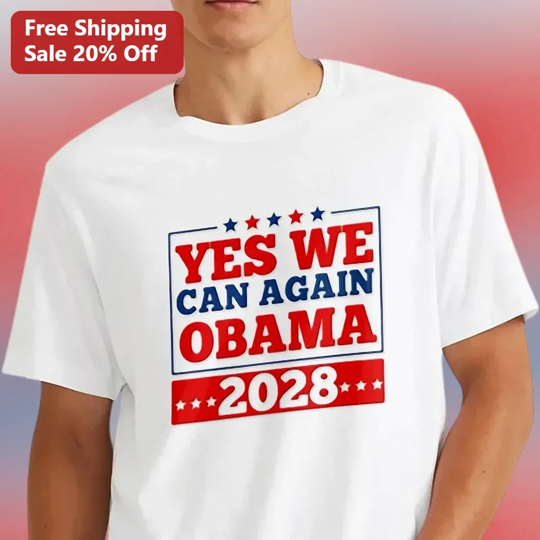 Yes We Can Again Obama 2028 Tee Political Campaign Graphic Shirt for Men Women