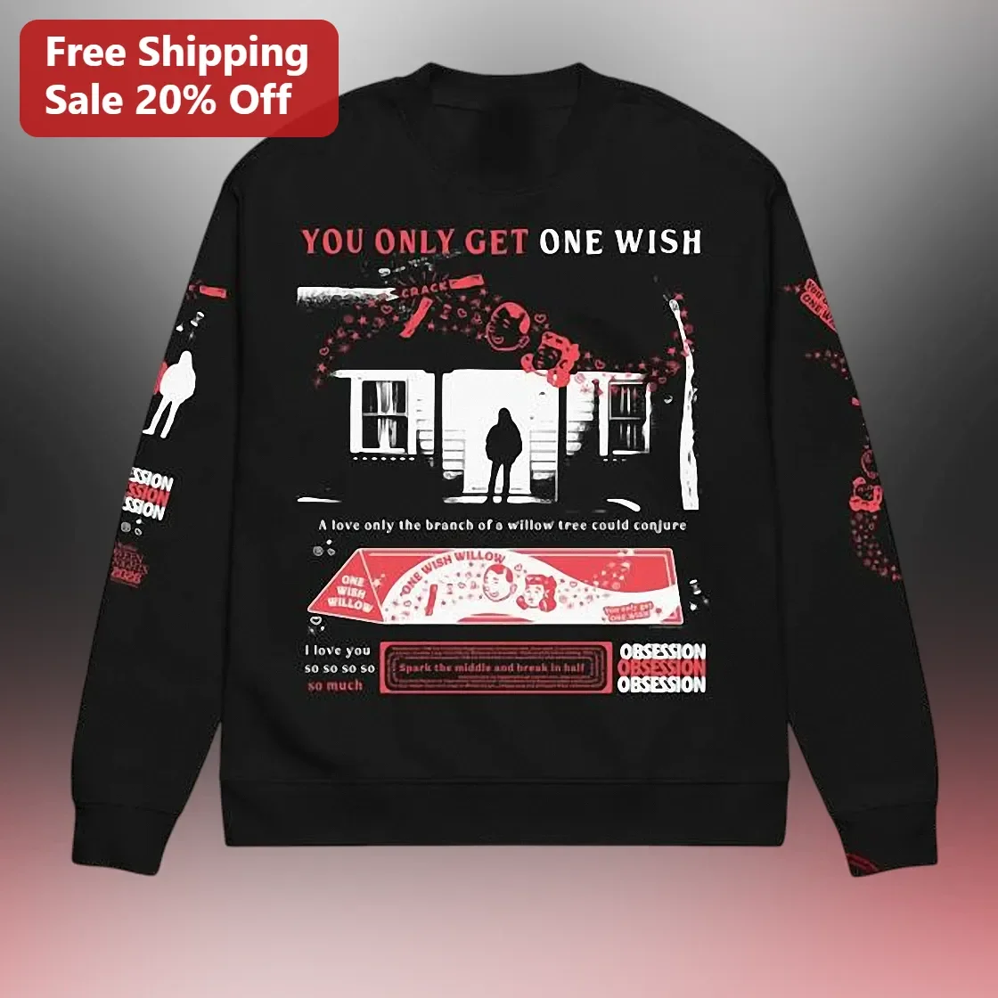 You Only Get One Wish Willow Tree Love Quote Sweatshirt Romantic Gift For Her Him
