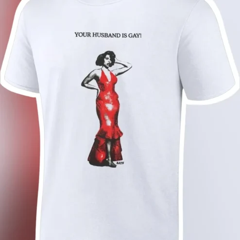 Your Husband Is Gay Tee Retro Pin Up Vintage Humor Graphic Shirt