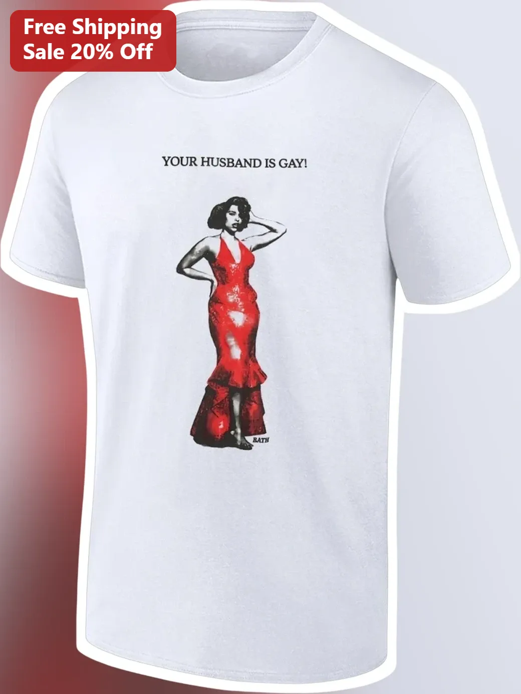 Your Husband Is Gay Tee Retro Pin Up Vintage Humor Graphic Shirt