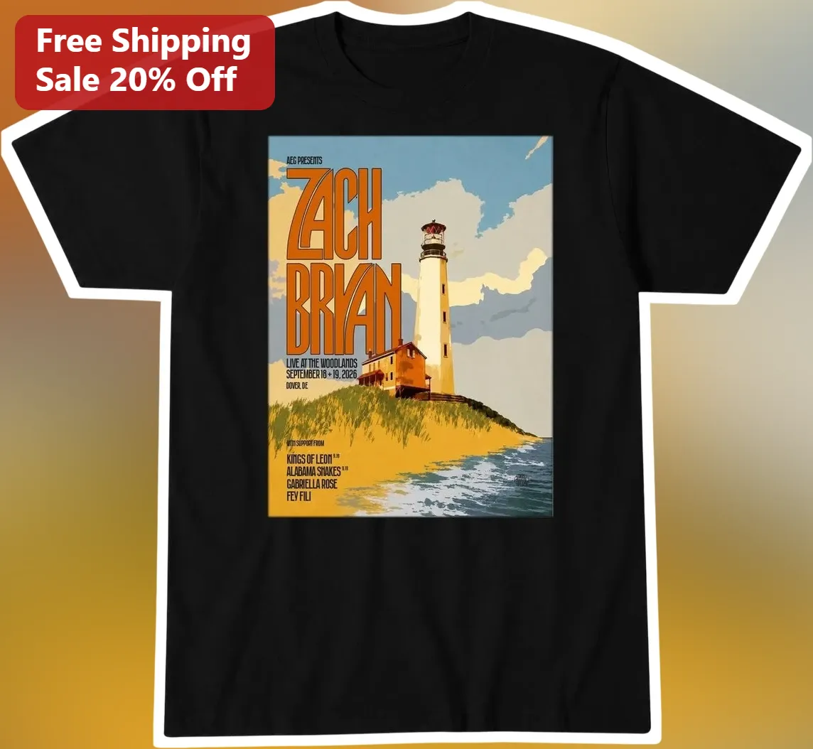 Zach Bryan Live at the Woodlands Vintage Concert Poster Graphic Tee for Country Music Fans