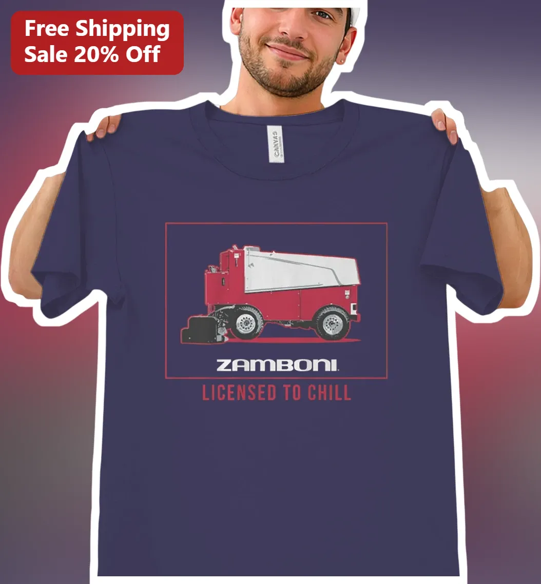 Zamboni Licensed To Chill Tee Funny Ice Resurfacer Graphic Shirt for Hockey Fans and Rink Crew