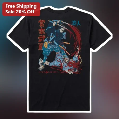 Zero Foxtrot Samurai Musashi Miyamoto Ukiyo-e Graphic Tee