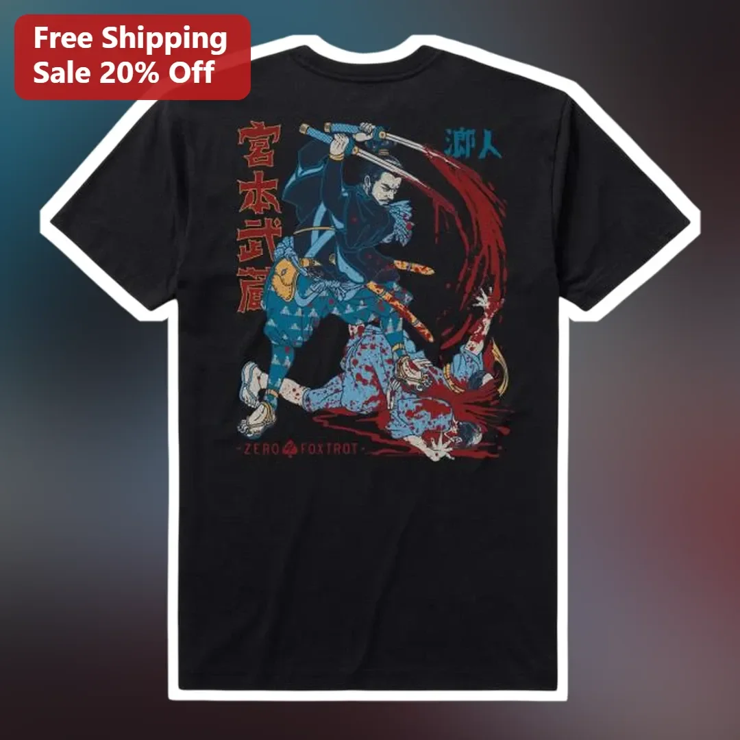 Zero Foxtrot Samurai Musashi Miyamoto Ukiyo-e Graphic Tee