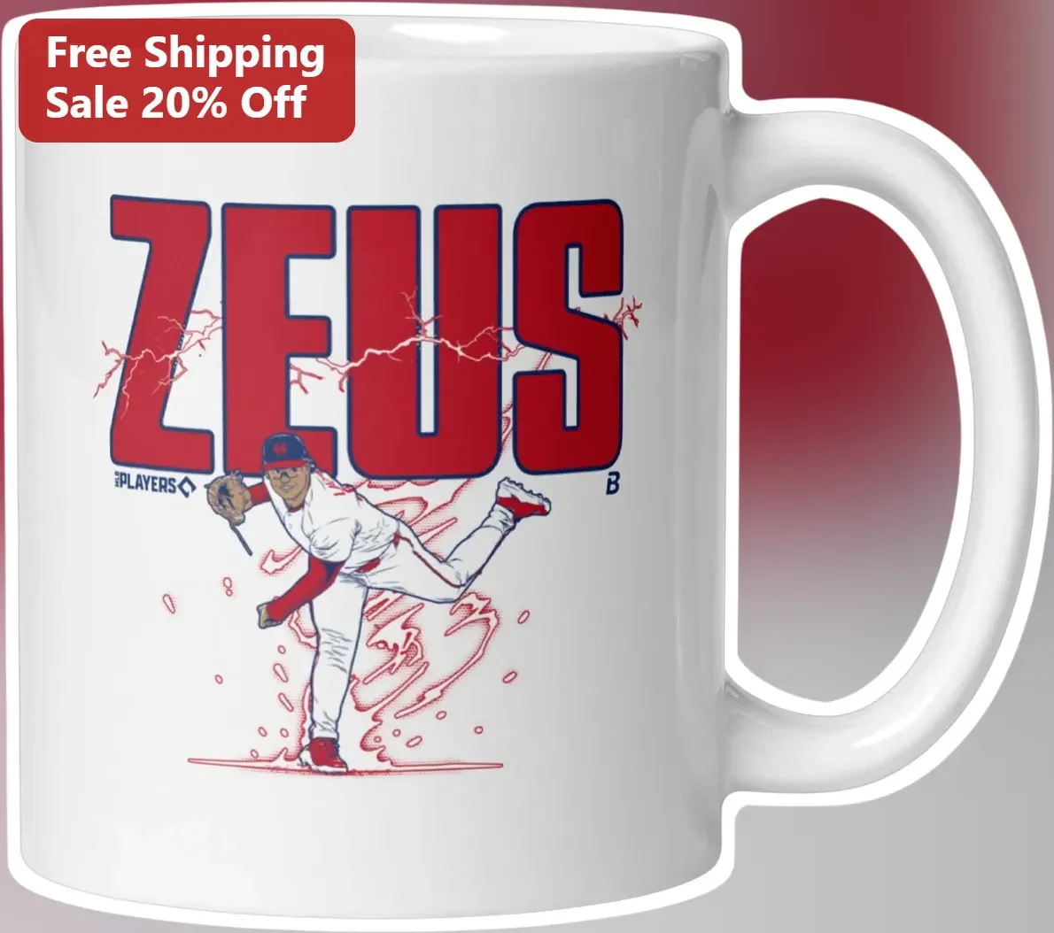 Zeus Mug Baseball Pitcher Lightning Bolt Greek Mythology Coffee Cup Gift for Him