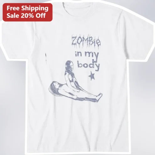 Zombie In My Body Tee Vintage Distressed Yoga Humor Graphic T-Shirt For Women