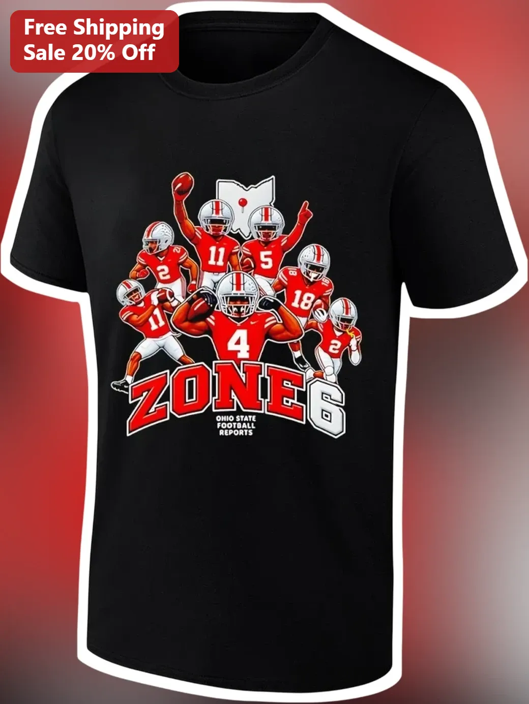 Zone 6 Ohio State Football Reports Graphic Tee Buckeyes Fan Apparel