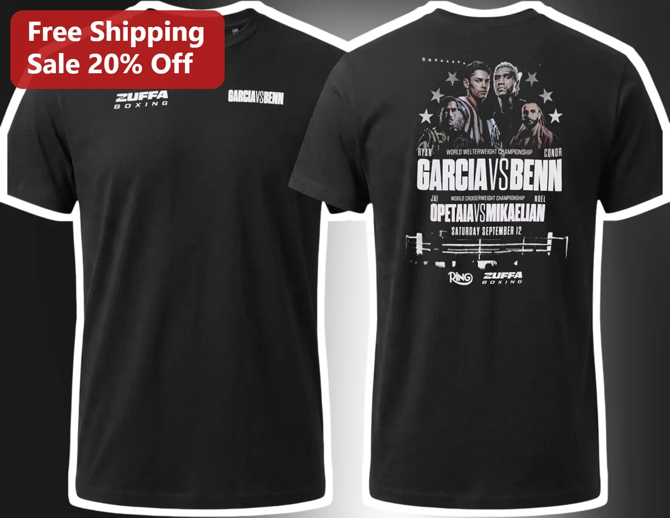Zuffa Boxing Garcia vs Benn Opetaia vs Mikaelian Tee Ryan Garcia Conor Benn Fight Night Shirt