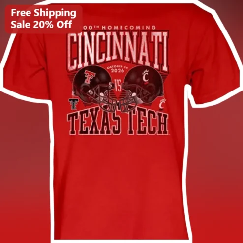 100th Homecoming Cincinnati Texas Tech Tee Bearcats Red Raiders Vintage Football Game Day Shirt
