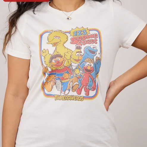 Sesame Street Tee Vintage Retro Cartoon Graphic T-Shirt for Women Men Kids